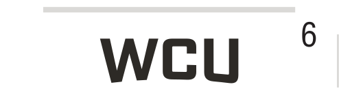 WCU lettermark, italic black on white variant, cell 61