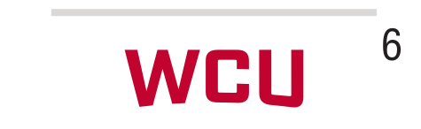 WCU lettermark, italic red on white variant, cell 62