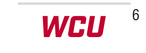 WCU lettermark, slanted red on white variant, cell 67