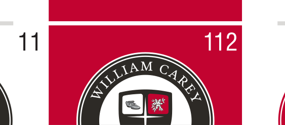 university seal, full with motto, shield with cross and lamp, color on white (red ring) variant, cell 107