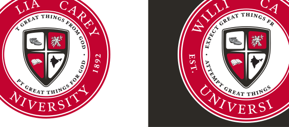 university seal, simplified, shield with cross and lamp, white on red variant, cell 112