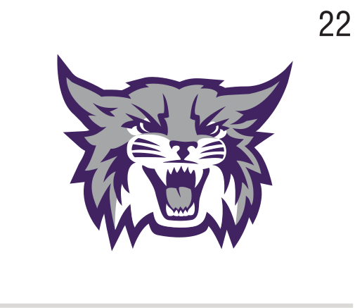 Mascot Logo, purple/white on white variant, cell 22