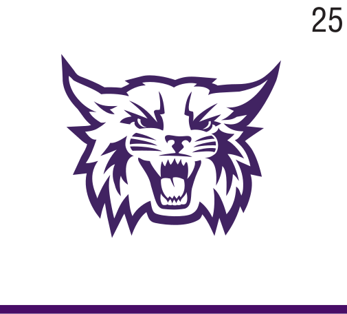 Mascot Logo, purple outline on white variant, cell 25