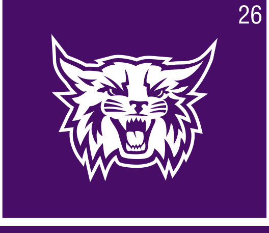 Mascot Logo, white outline on purple variant, cell 26