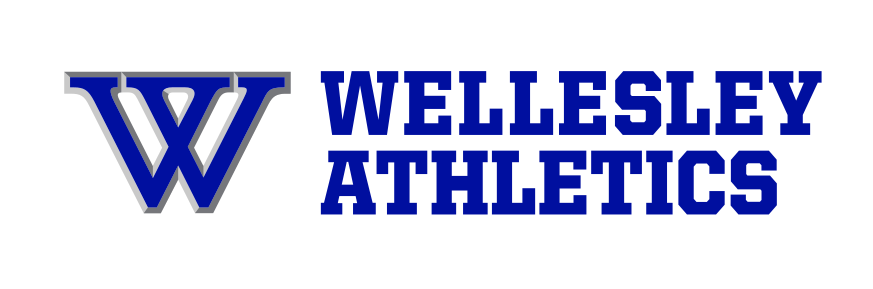 W lettermark with Wellesley Athletics wordmark, blue/grey variant, cell 35