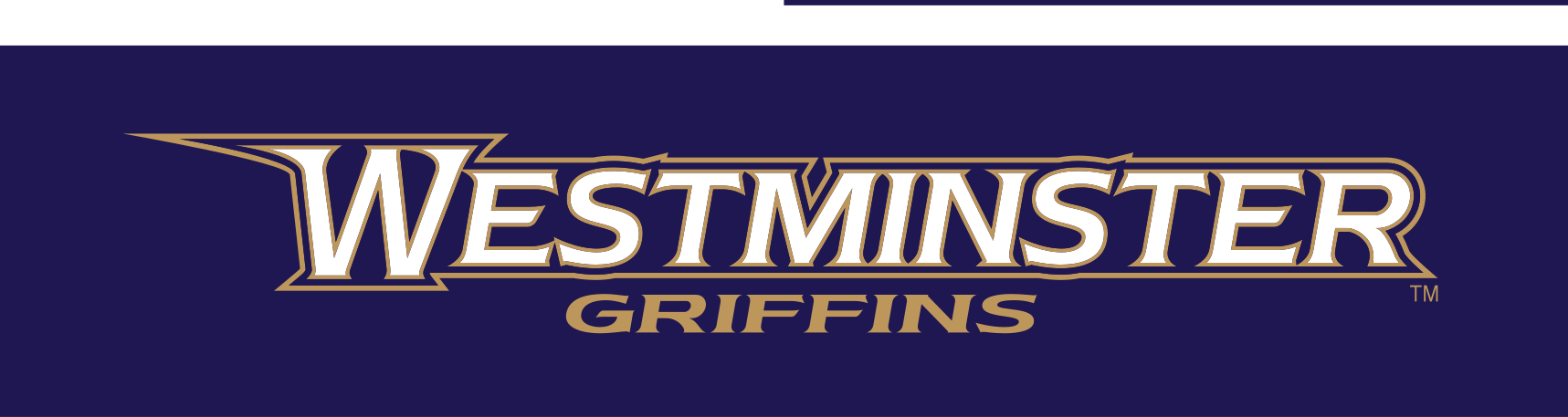 Westminster Griffins wordmark, full color on dark blue variant, cell 5
