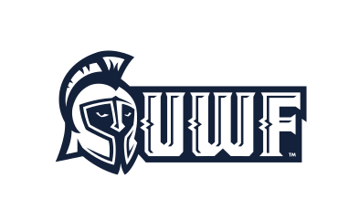 UWF lettermark with mascot head, 1-color outline variant, cell 15