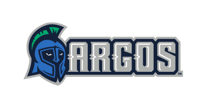 Argos wordmark with mascot head, full color variant, cell 25