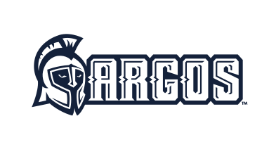 Argos wordmark with mascot head, 1-color outline variant, cell 27