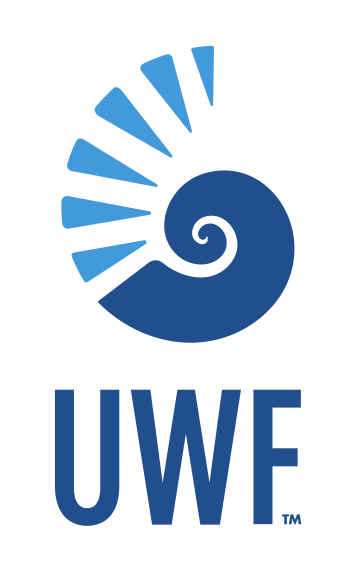 Nautilus shell and UWF lettermark, stacked, color variant, cell 137