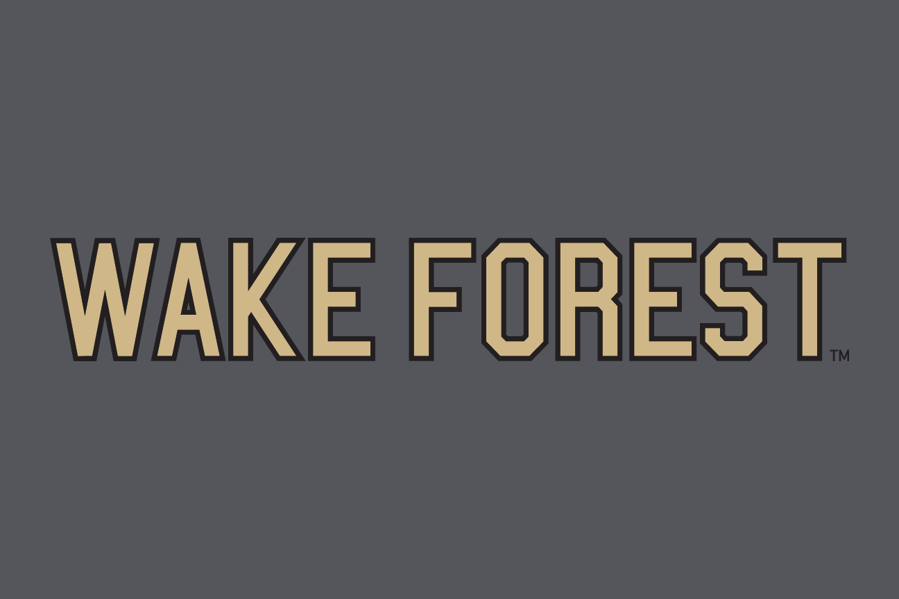 Wake Forest wordmark, horizontal gold on black variant, cell 10