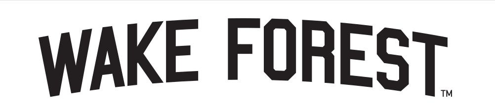 Wake Forest wordmark, serif, black with gold outline variant, cell 36