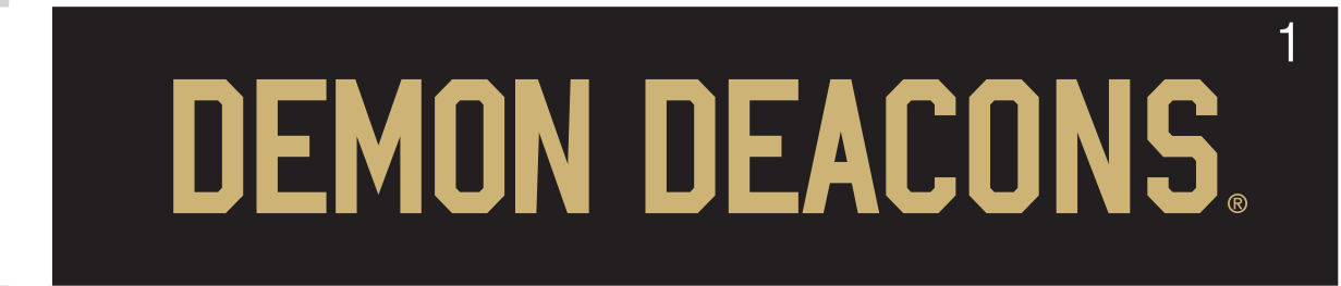 Demon Deacons wordmark, horizontal gold on black variant, cell 14