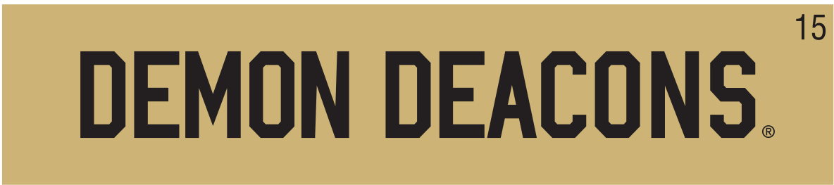Demon Deacons wordmark, horizontal black on gold variant, cell 15