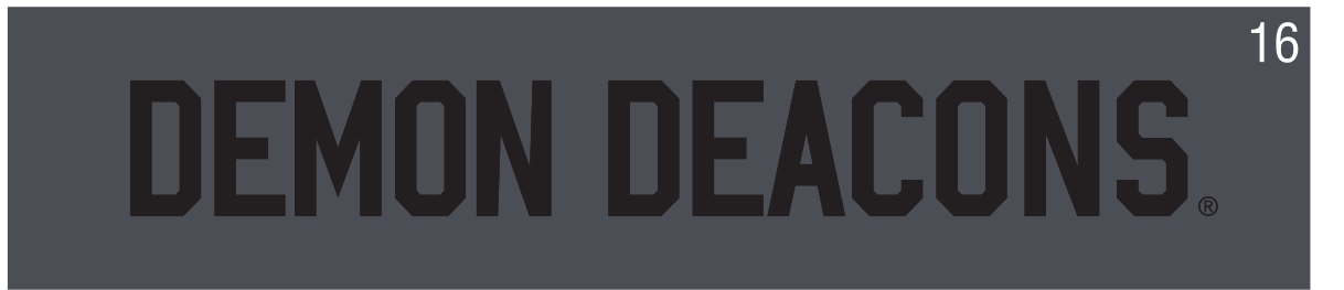Demon Deacons wordmark, horizontal black on gray variant, cell 16