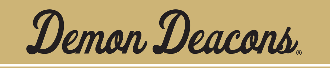 Demon Deacons wordmark, script, black on gold variant, cell 54