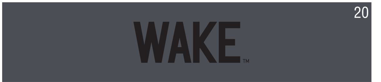 Wake wordmark, horizontal black on gray variant, cell 20