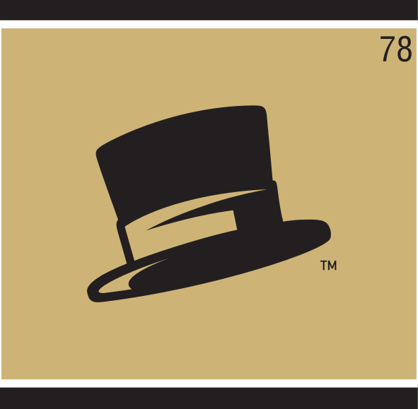 top hat, black on gold variant, cell 78