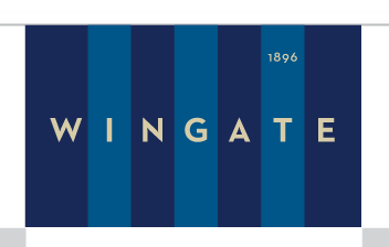 Wingate flag logo, horizontal, full color variant