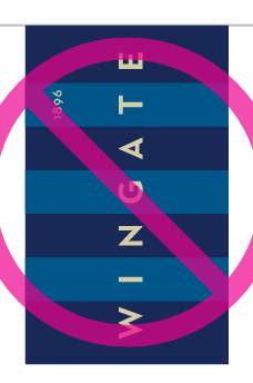 Wingate flag logo, unacceptable use, imaginary flagpole on wrong side variant