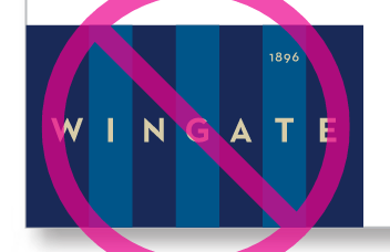 Wingate flag logo, unacceptable use, too low on page and in corner variant