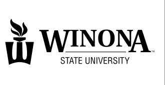 Winona State University horizontal logo, black variant, cell 23