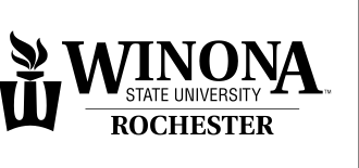 Winona State University Rochester horizontal logo, black variant, cell 47