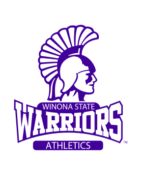 Warriors Athletics logo, purple/black on white variant, cell 57