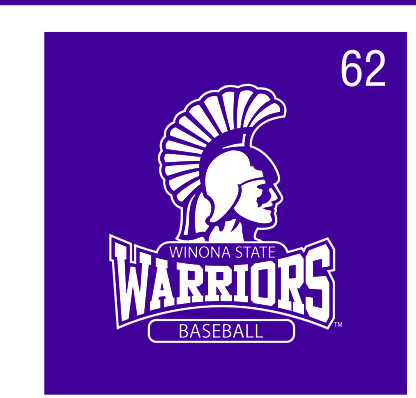 Warriors Baseball logo, white/black on purple variant, cell 62