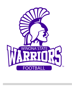 Warriors Football logo, purple/black on white variant, cell 73