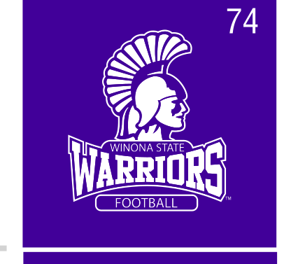 Warriors Football logo, white/black on purple variant, cell 74