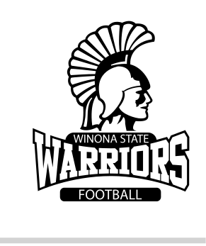 Warriors Football logo, black/white on white variant, cell 75