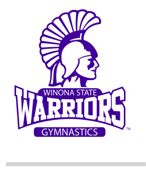 Warriors Gymnastics logo, purple/black on white variant, cell 81