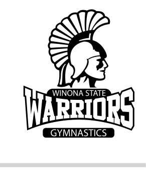 Warriors Gymnastics logo, black/white on white variant, cell 83
