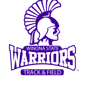 Warriors Track & Field logo, purple/black on white variant, cell 97