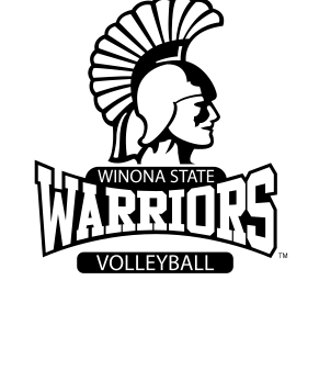 Warriors Volleyball logo, black/white on white variant, cell 103