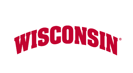 Wisconsin wordmark, red arched variant