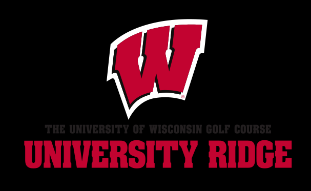University Ridge Golf Course mark, red/black lockup variant