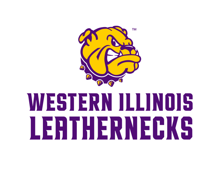 bulldog head with stacked WESTERN ILLINOIS LEATHERNECKS wordmark, full color on white variant, cell 33