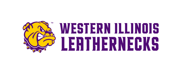 bulldog head with horizontal WESTERN ILLINOIS LEATHERNECKS wordmark, full color on white variant, cell 40