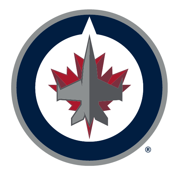 Winnipeg Jets primary logo, full color on white background with R variant