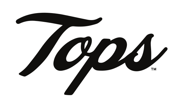 Tops script wordmark, black on white variant, cell 30