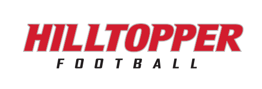 HILLTOPPER FOOTBALL wordmark, red/black on white variant, cell 58