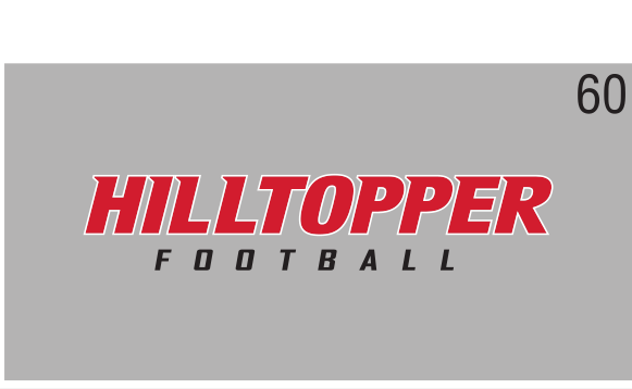 HILLTOPPER FOOTBALL wordmark, red/black on grey variant, cell 60