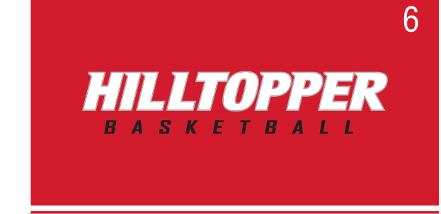 HILLTOPPER BASKETBALL wordmark, white/black on red variant, cell 63