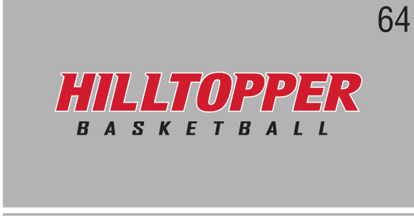HILLTOPPER BASKETBALL wordmark, red/black on grey variant, cell 64