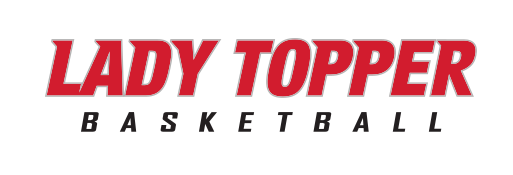 LADY TOPPER BASKETBALL wordmark, red/black on white variant, cell 66