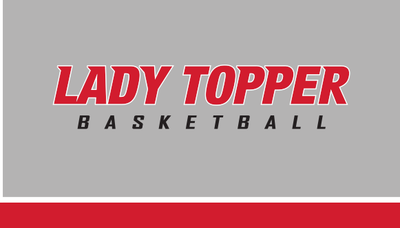 LADY TOPPER BASKETBALL wordmark, red/black on grey variant, cell 68