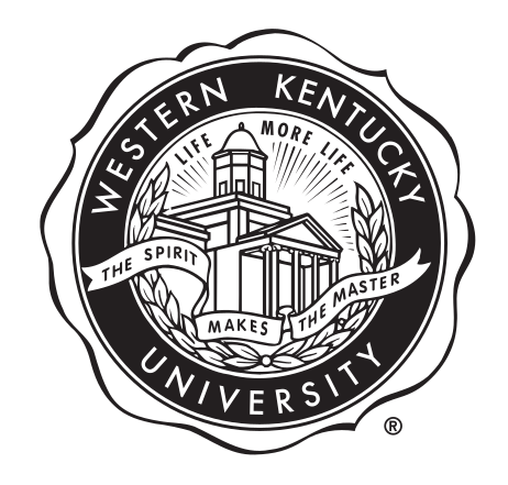 Western Kentucky University seal, black on white variant, cell 70