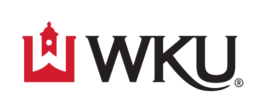 WKU cupola wordmark lockup, black/red on white variant, cell 79